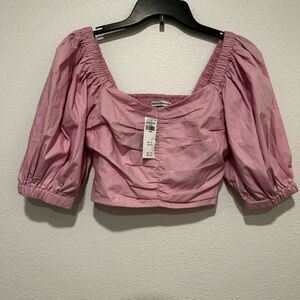 Abercrombie & Fitch Pink Puff Sleeve Blouse NWT XS